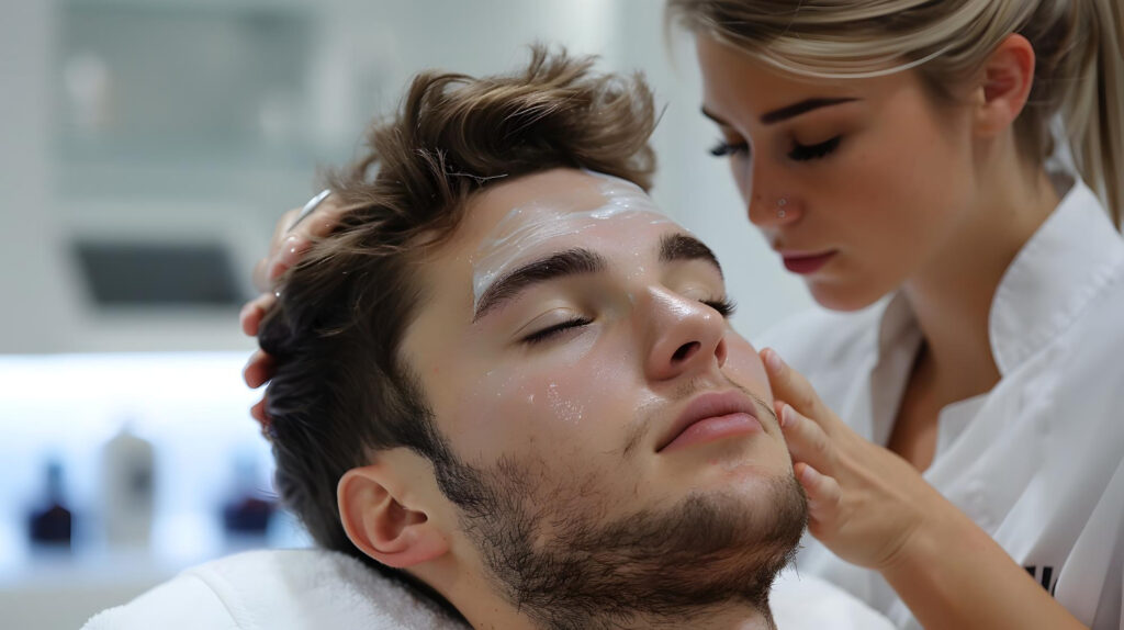 Zabieg odmładzający twarz mężczyzny Łódź Hey Men Day Spa